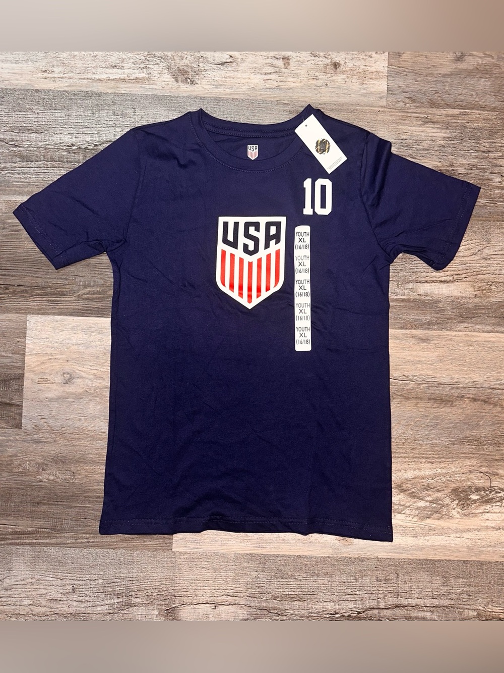 Team USA Soccer Youth Navy Tee #10 Christian Pulisic